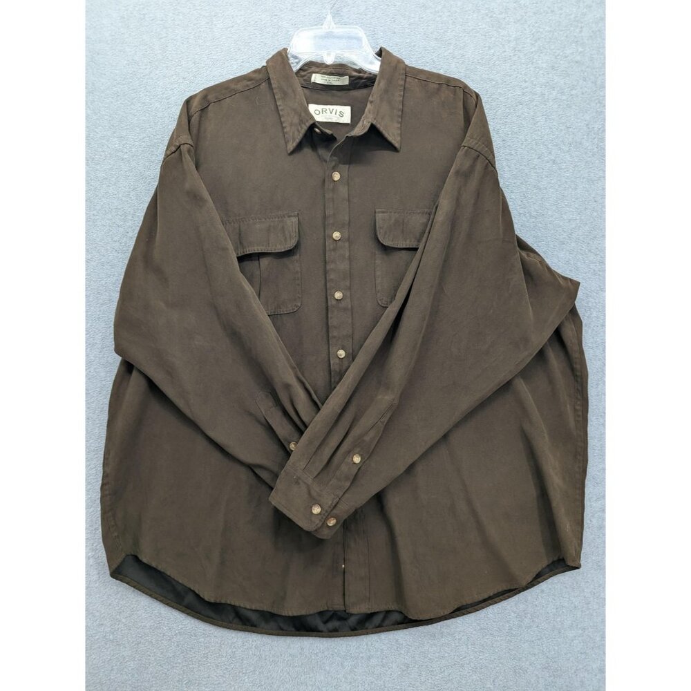 Orvis Jacket Mens 2XL Brown Lined Button Front 67AR-2355 Windbreaker Outdoor